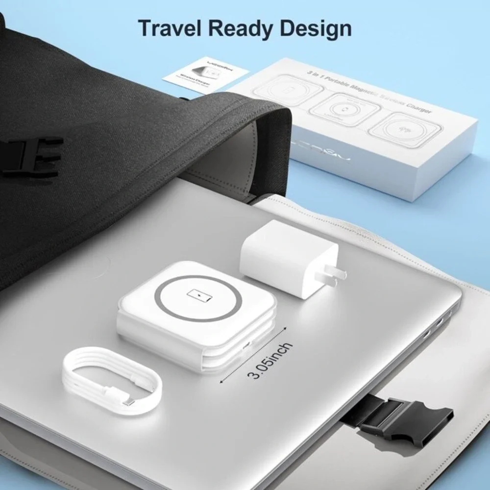 UCOMX Nano‎ 3 in 1 Wireless Charger for iPhone,Magnetic Foldable 3 in 1 Charging